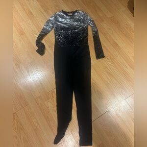 weismann large adult black body suit with silver detailing and keyhole back